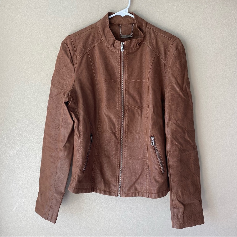 LA Coalition Fitted Faux Leather Jacket Sz L